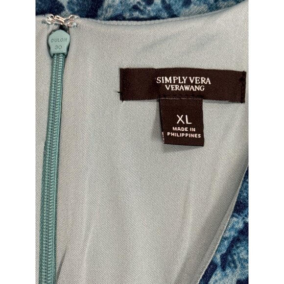 Simply Vera Womens Blue Vera Wang Seamed Knit V-Neck Mini Dress Size XL Belted - Picture 5 of 11